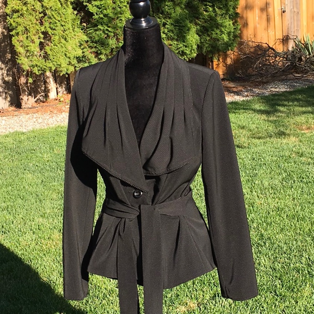 Le Chateau Black Draped Waist Tie Blazer (M)
